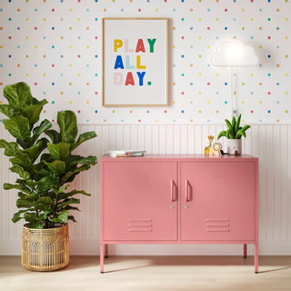 The Oxford TV stand locker in Flamingo Pink
