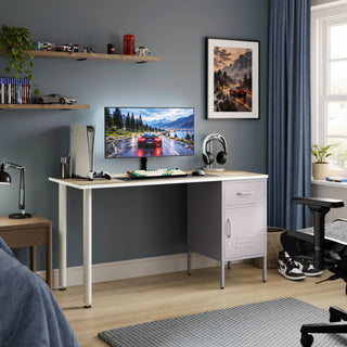 The Bromley Children/Teenage Desk with Lilac Locker - Oak Desktop - Urban Lockers
