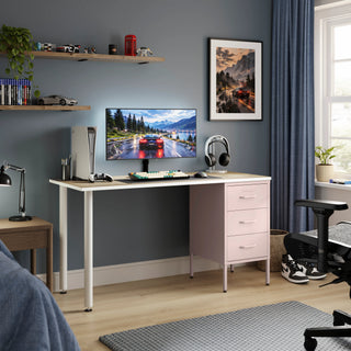 The Richmond Children/Teenage Desk with Light Pink Drawers - Oak Desktop - Urban Lockers