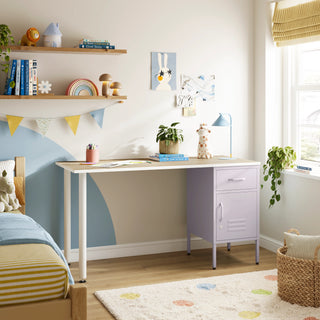 The Bromley Children/Teenage Desk with Lilac Locker - Oak Desktop - Urban Lockers