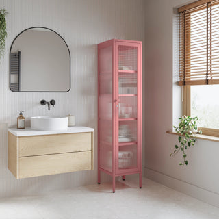 The Wimbledon - Fluted Glass Single Door Locker In Flamingo - Urban Lockers