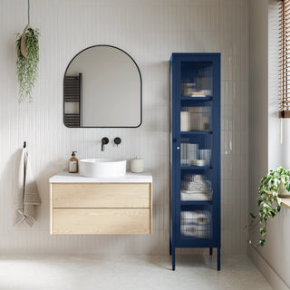 The Wimbledon - Fluted Glass Single Door Locker In Navy Blue - Urban Lockers