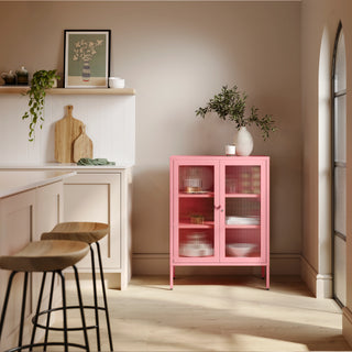 The Soho - Fluted Glass Double Door Locker In Flamingo - Urban Lockers