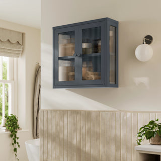 The Chester - Fluted Glass Wall Cabinet In Slate Grey - Urban Lockers