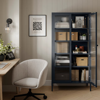 The Regent  - Fluted Glass Double Door Locker In Slate Grey - Urban Lockers