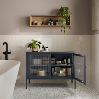 The Cambridge - Fluted Glass Sideboard Locker In Slate Grey - Urban Lockers