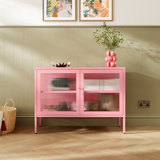 The Cambridge - Fluted Glass Sideboard Locker In Flamingo - Urban Lockers