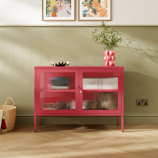 The Cambridge - Fluted Glass Sideboard Locker In Red - Urban Lockers